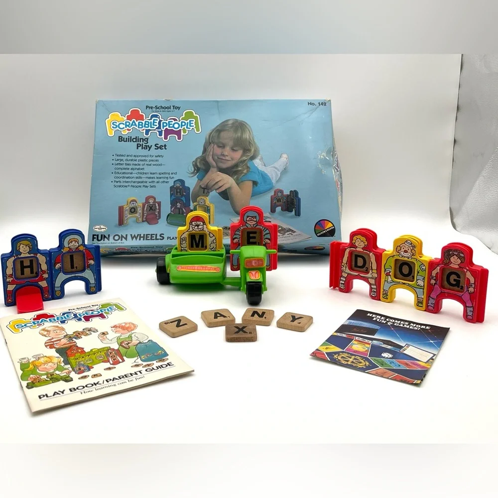 Vintage 1985 Scrabble People Building Play Set Fun On Wheels Game